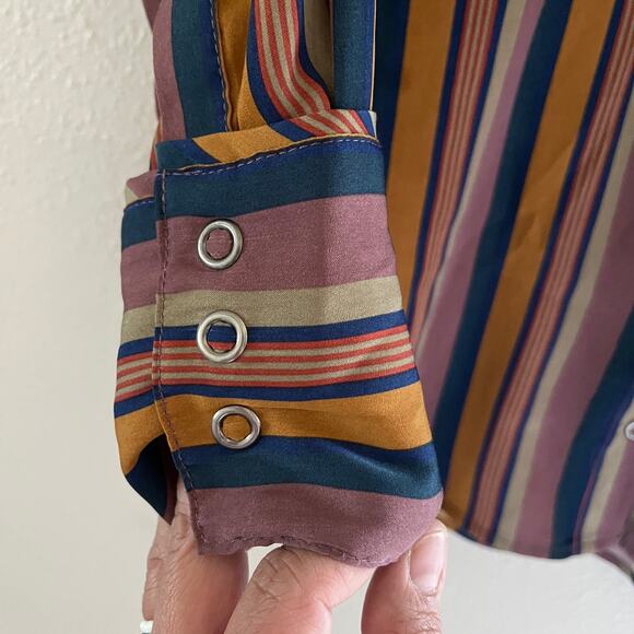 Free People We the free all smiles long sleeve satin stripe - Picture 3 of 7